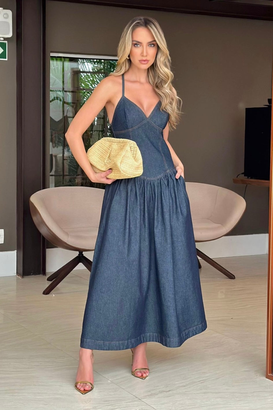 Denim Midi Dress – Bela Boutique