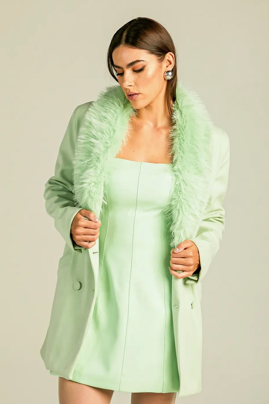 Elongated Green Coat Bela Boutique Elongated Green Coat Bela Boutique